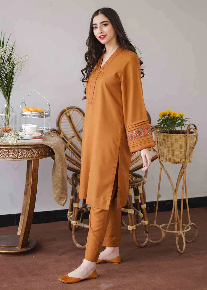 IB-424 Asling collection in Dhanak 3 Pcs with Front Neck embroidery patch with wool Shawal