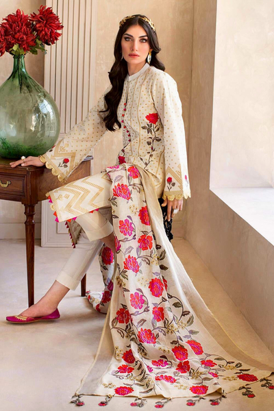 GULAHMED-3-PIECE Winter ENSEMBLE WITH LUXURY EMBROIDERED BAMBER DUPPATTA-IB-5010