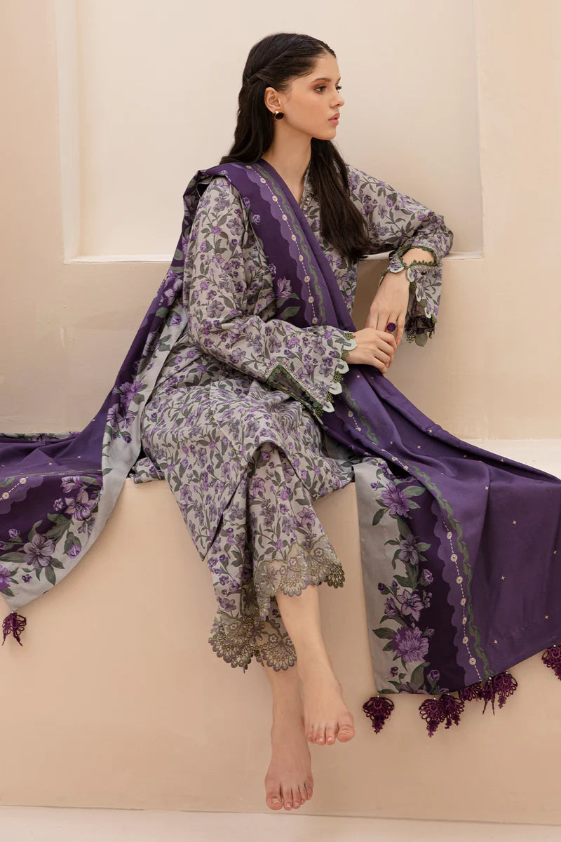 Baroque Karandi | 3PC Premium Digital Printed Karandi Unstitched Winter Suit 2024 IB-0111