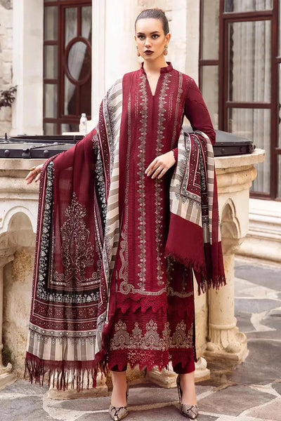 IB-425 Maria B collection in Dhanak 3 Pcs with Front Full embroidery with Dhanak Pashmina wool Shawal