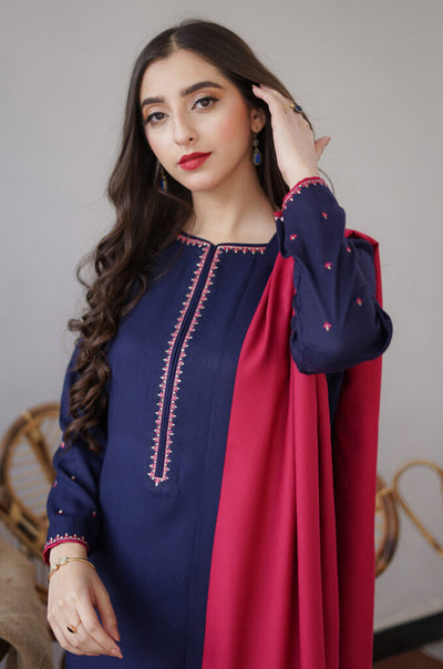 AISLING - 3PC DHANAK EMBROIDERED SHIRT WITH DHANAK EMBROIDERED DUAPATTA AND TROUSER | IB-0338