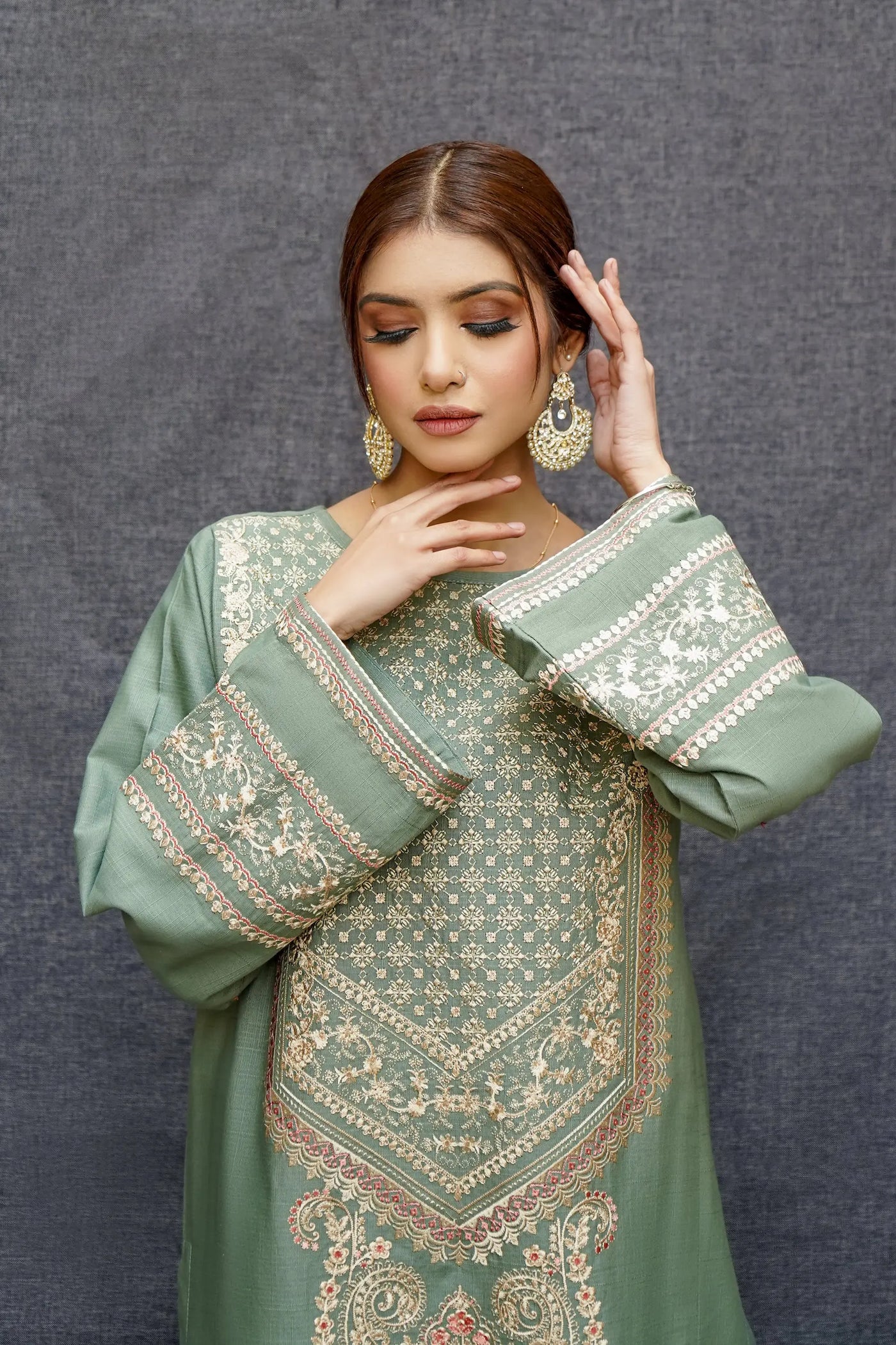 Airjet WITH  DAIMOND DUPATTA  Front FULL HEAVY Embroidery IB-456