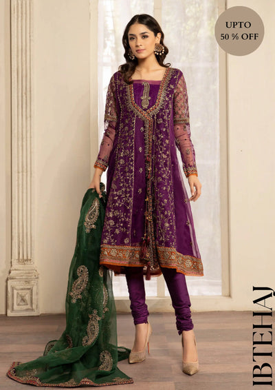 IB-418 Maria B collection in Linen 3 Pcs  with Nexk Front Full heavy embroidery Chiffon embroidery Dupatta