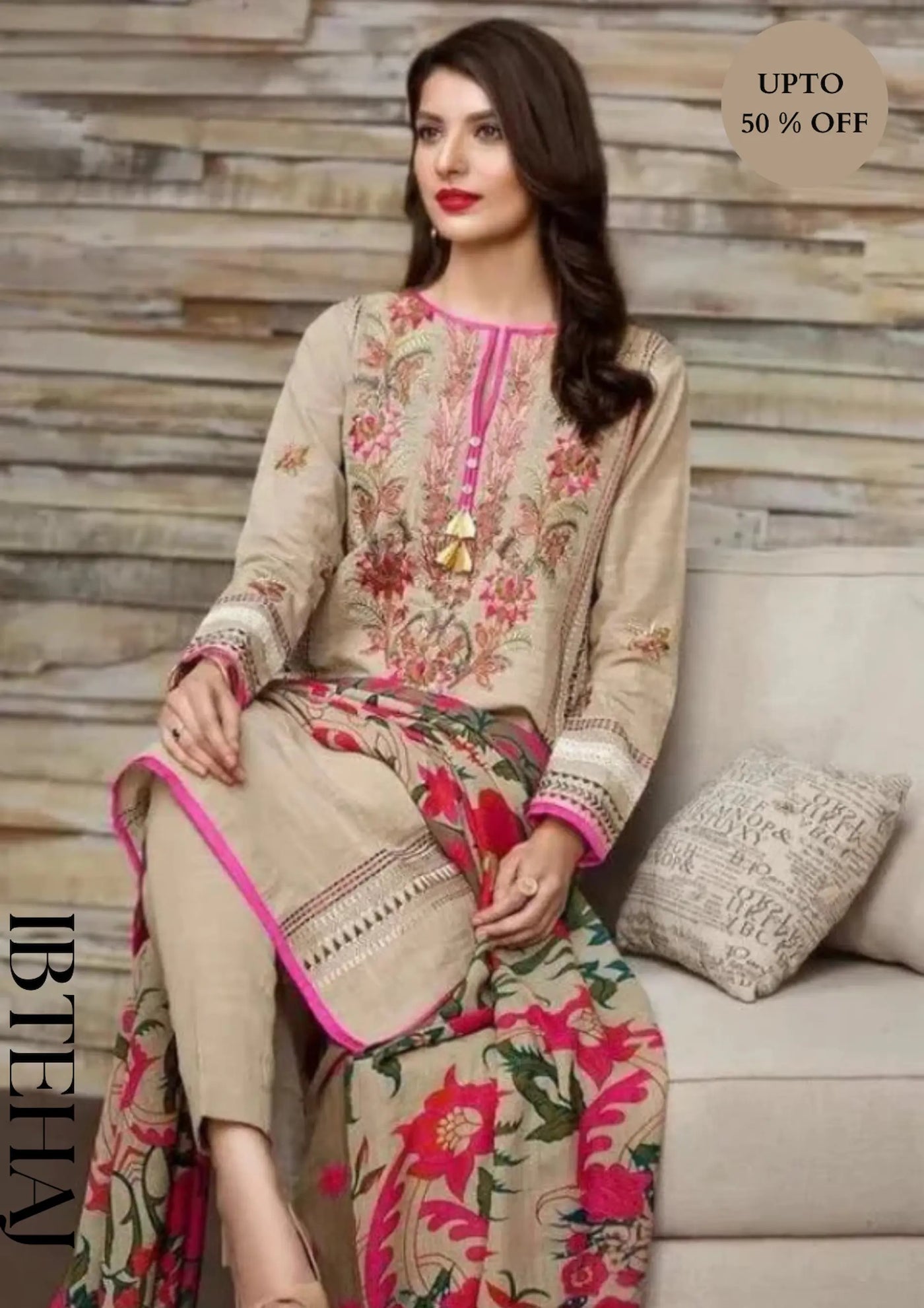 Khaadi - 3PC Khaddar Heavy Embroidered Shirt With Pashmani Shawl IB-0112