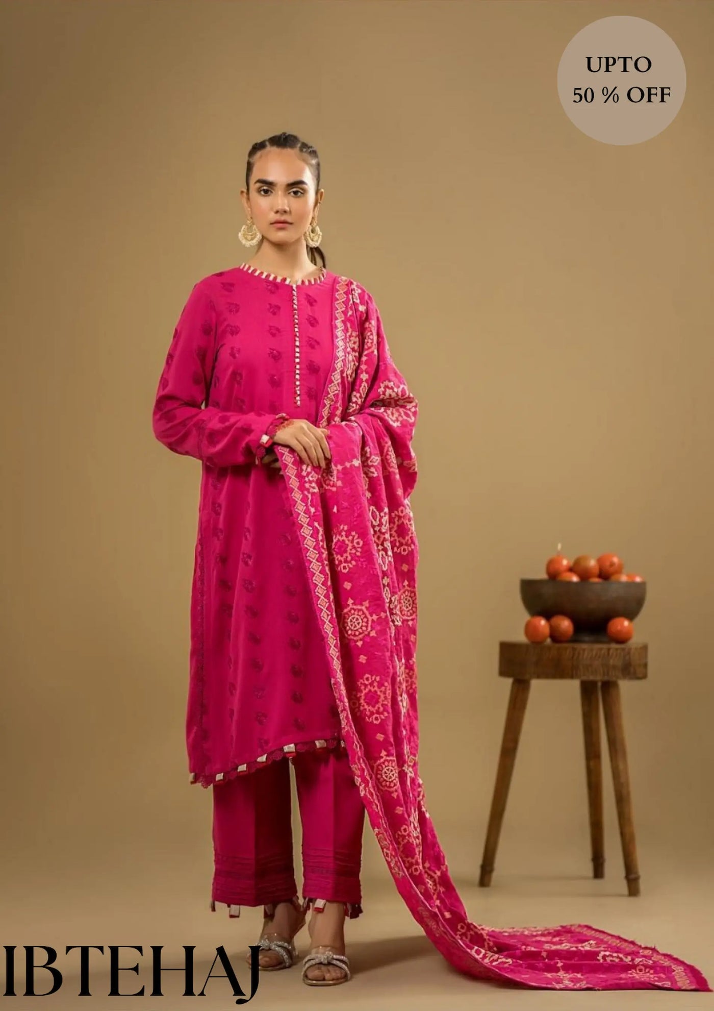 TANA BANA  Dhanak Embroidered Shawl 3 Pcs Suit | 0333