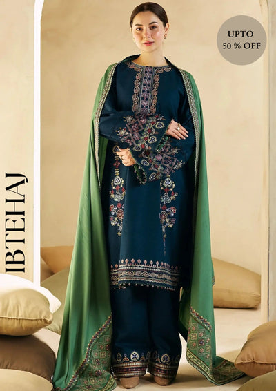 Zara Shahjahan- 3Pc Embroidered Dhanak Suit with Heavy Embroidered Dhanak Shawll-IB-3267