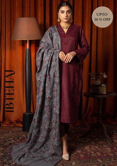 MOTIFZ -3PC Embroidered Dhanak Suit with Heavy Embroidered Dhanak Shawl-56IB-9