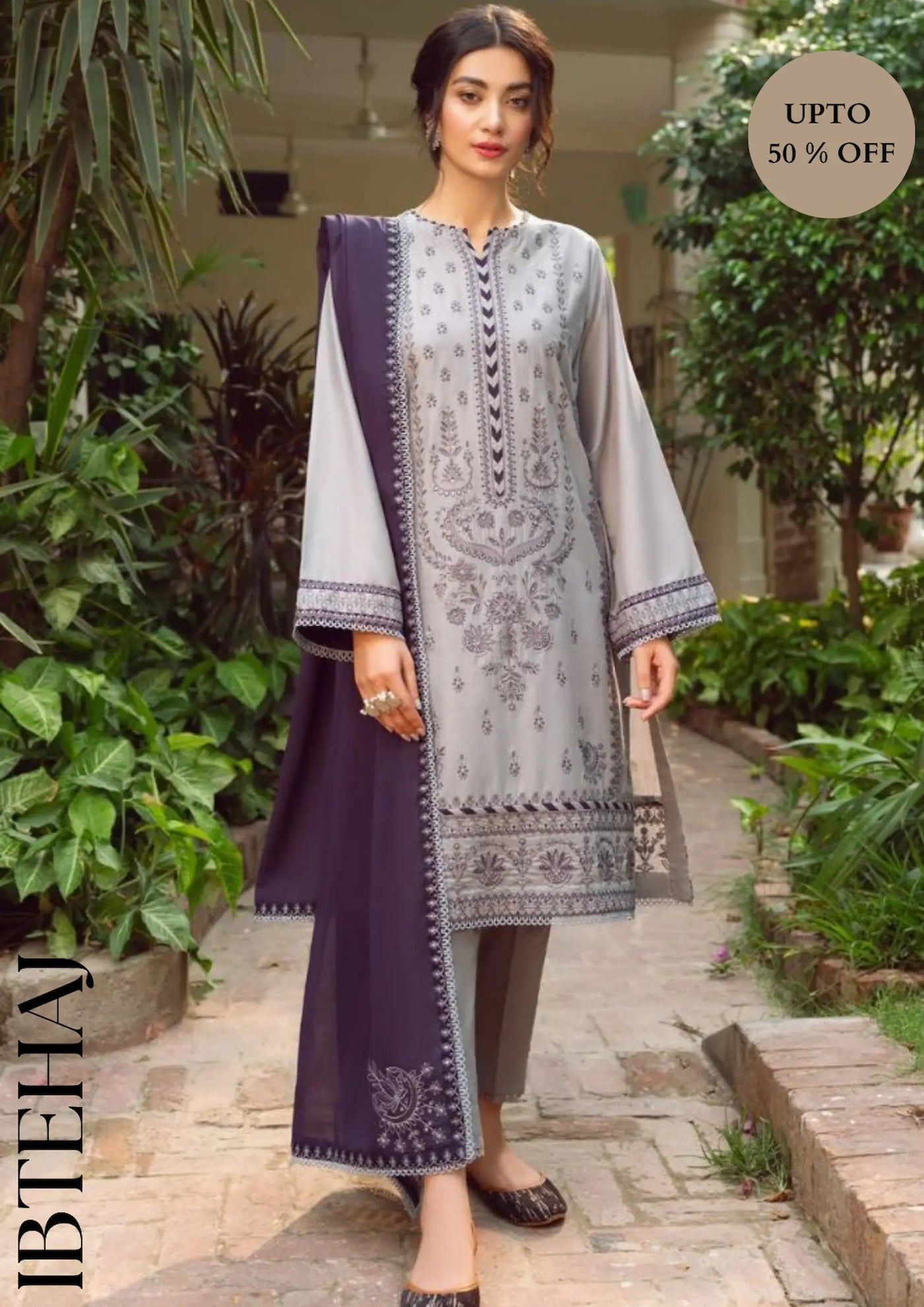 Jazmin - 3PC Embroidered Shirt with Bamber Chiffon Embroidered Dupatta and Trousers-6IB-59