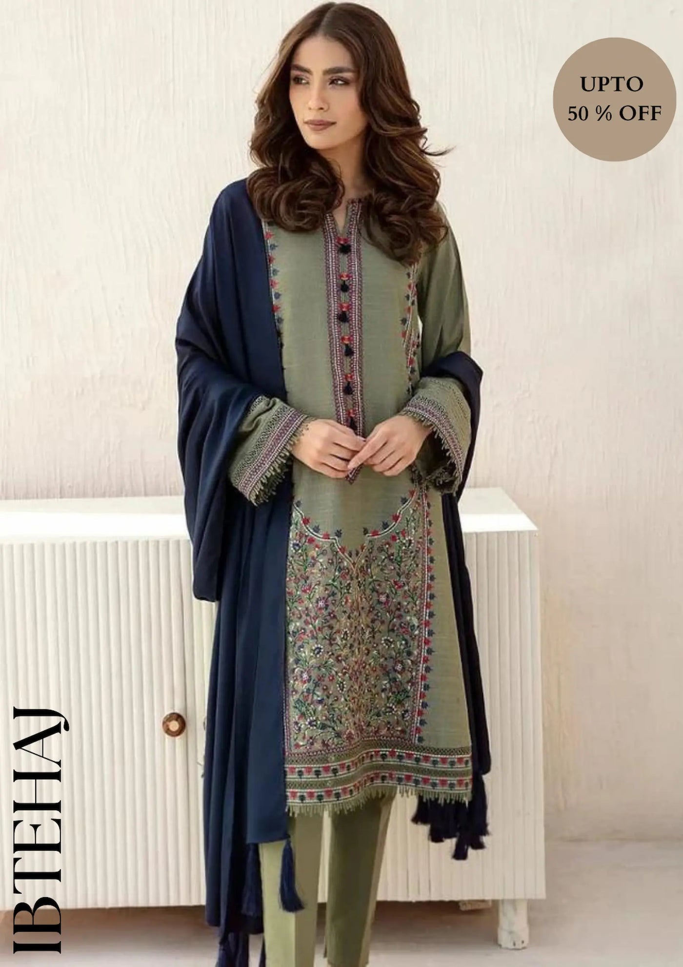 Jazmin Dhanak Front Fully Embroidered 3pc 3IB-142