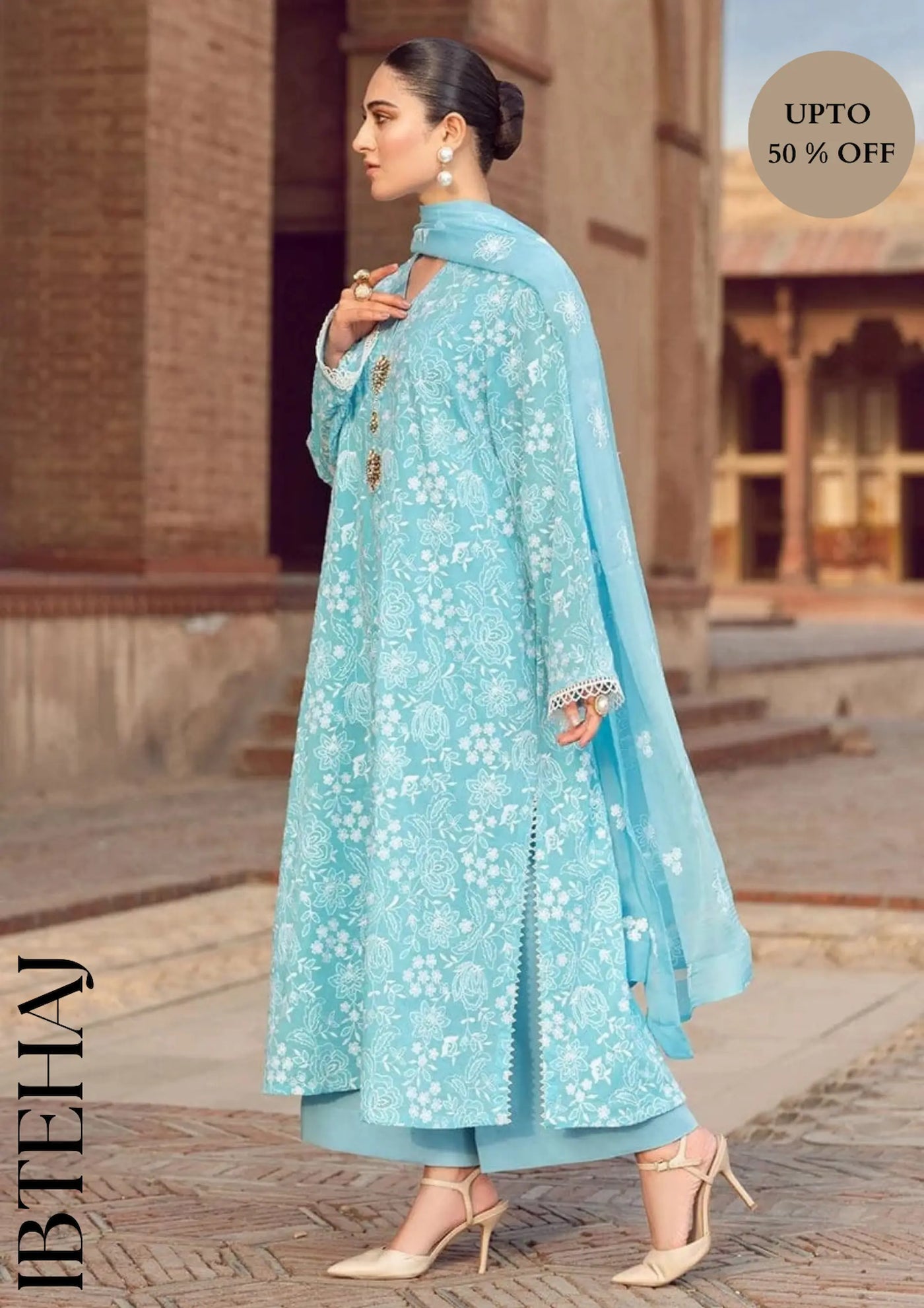 Bareeze -Embroidered 3pc dress with embroidered chiffon dupatta-6IB-31