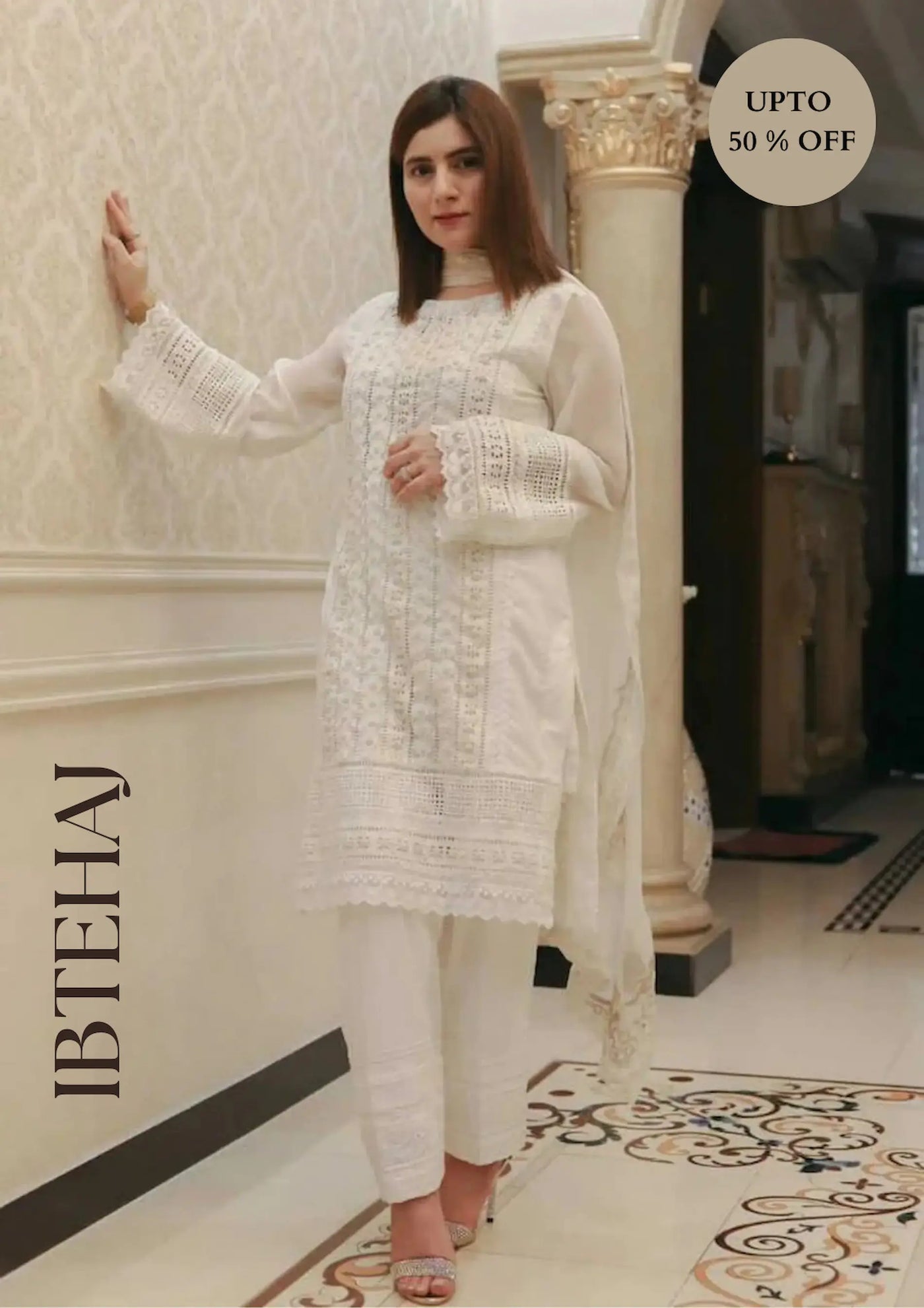 Azra Hameed - 3PC Chiken Kari Embroidered Shirt with Orrganza Embroidered Dupatta IB-6253