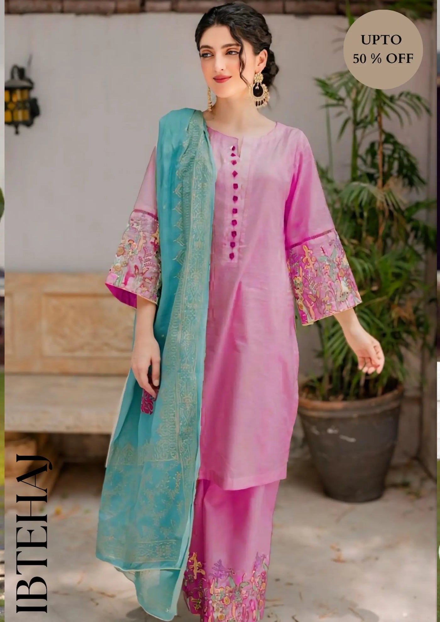 ASLING EMBROIDERED 3PC DRESS WITH PRINTED DUPATTA -180