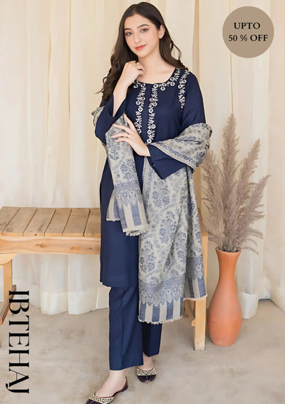 IB-408 Asling Winter Quality Dhanak 3 Pc Fully Front Embriodered with Printed wool Shawal