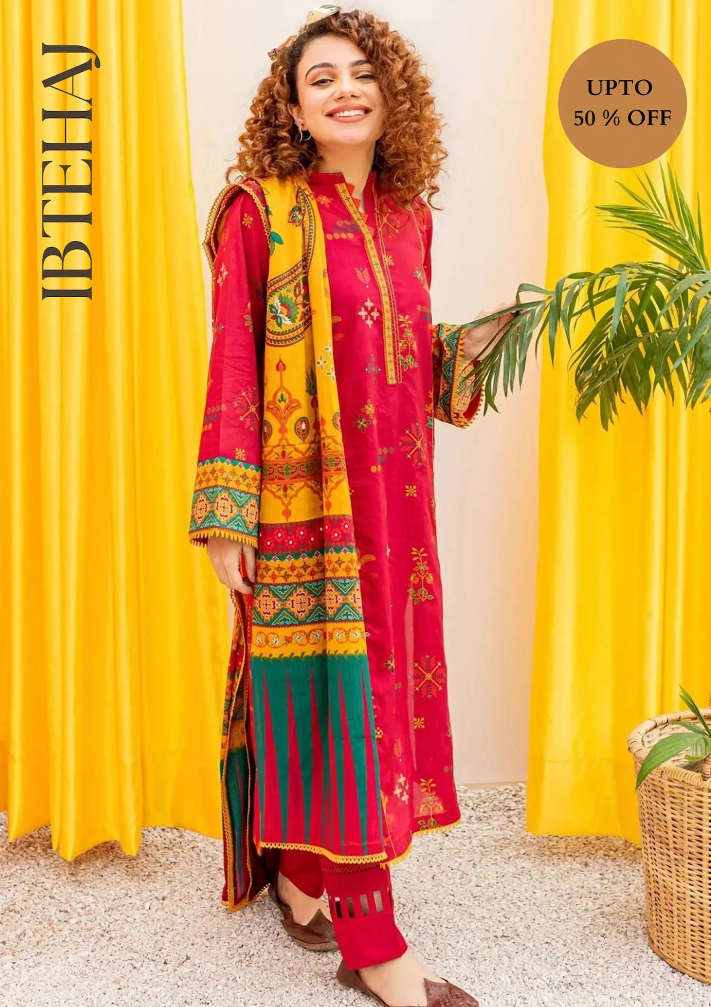 BATIK - 3PC EMBROIDERED SHIRT WITH PRINTED DUPATTA IB-2112