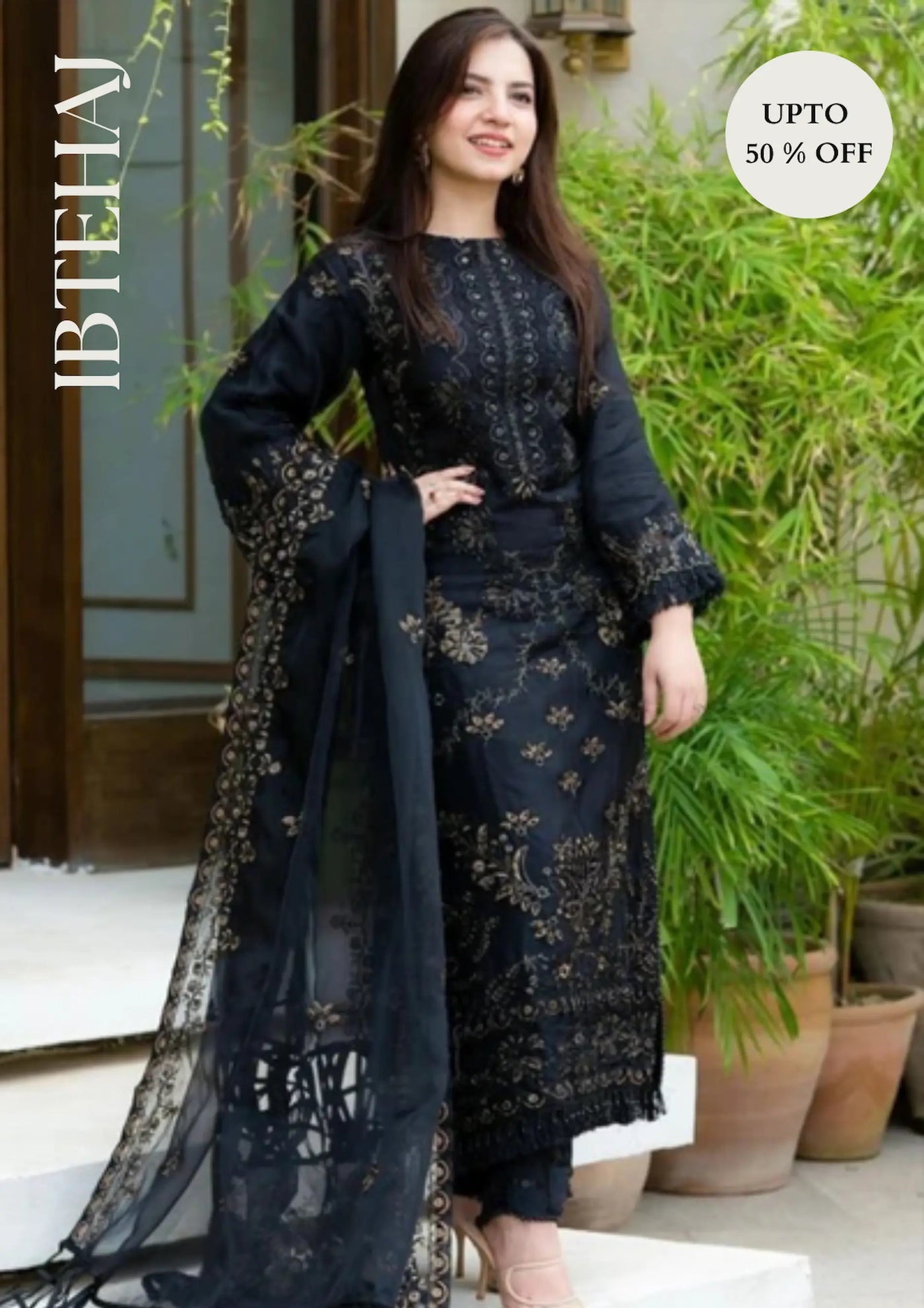 BL-40 NISA - 3PC Winter Embroidered Shirt With Chiffon Embroidered Dupatta