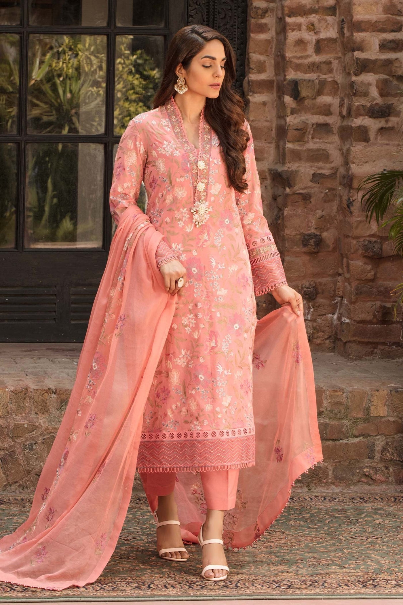 Bareeze - 3pc Embroided dress with embroidered chiffon dupatta-IB-5241