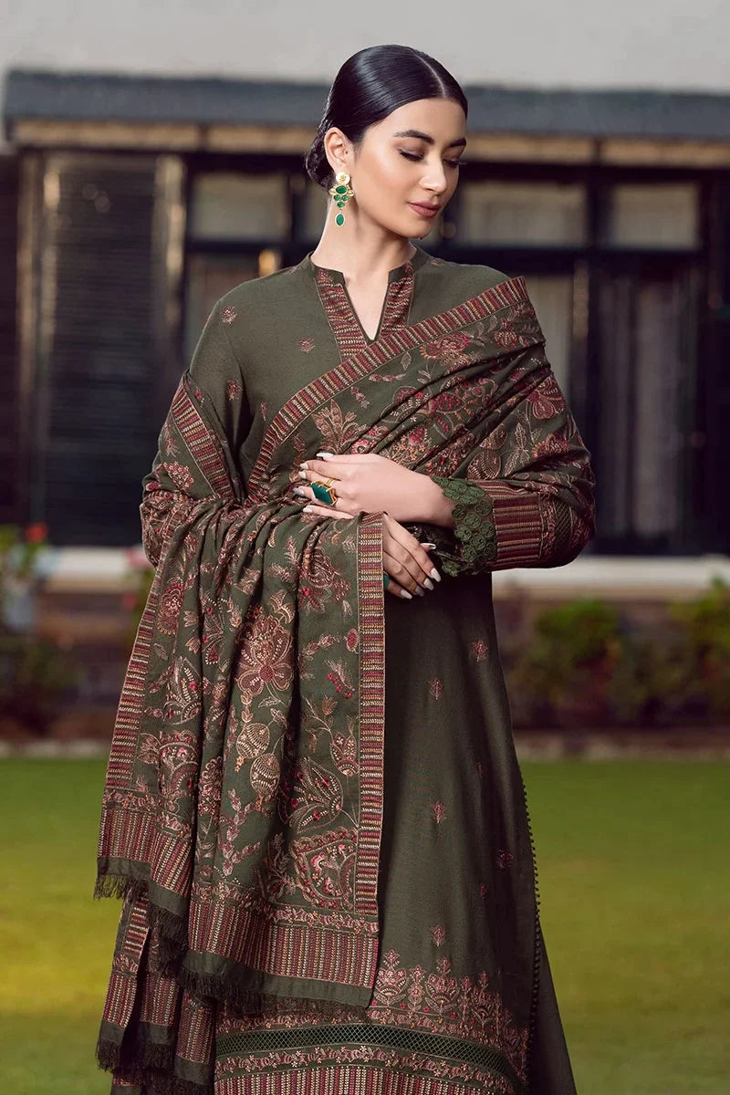 Embroidered Dhanak Winter Suit with Heavy Embroidered Dhanak Shawl-7IB-24