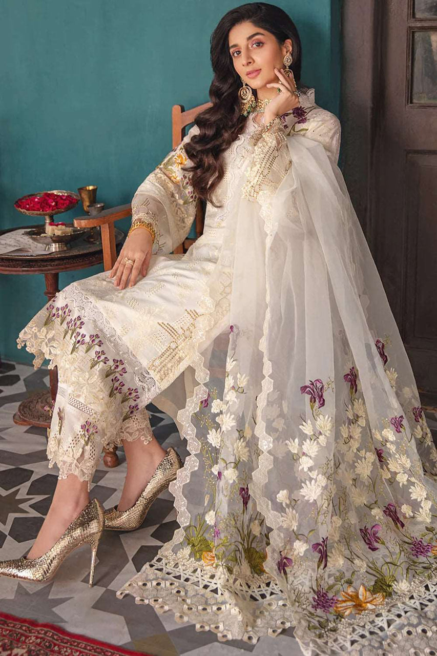 IB-423 Elaaf collection in Linen 3 Pcs with   Heevy Neck/Front full embroidery with Chiffon dupatta