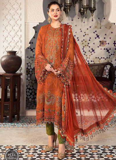 MARIA B - Eid Collection 22 - Rust and Olive Green IB-505