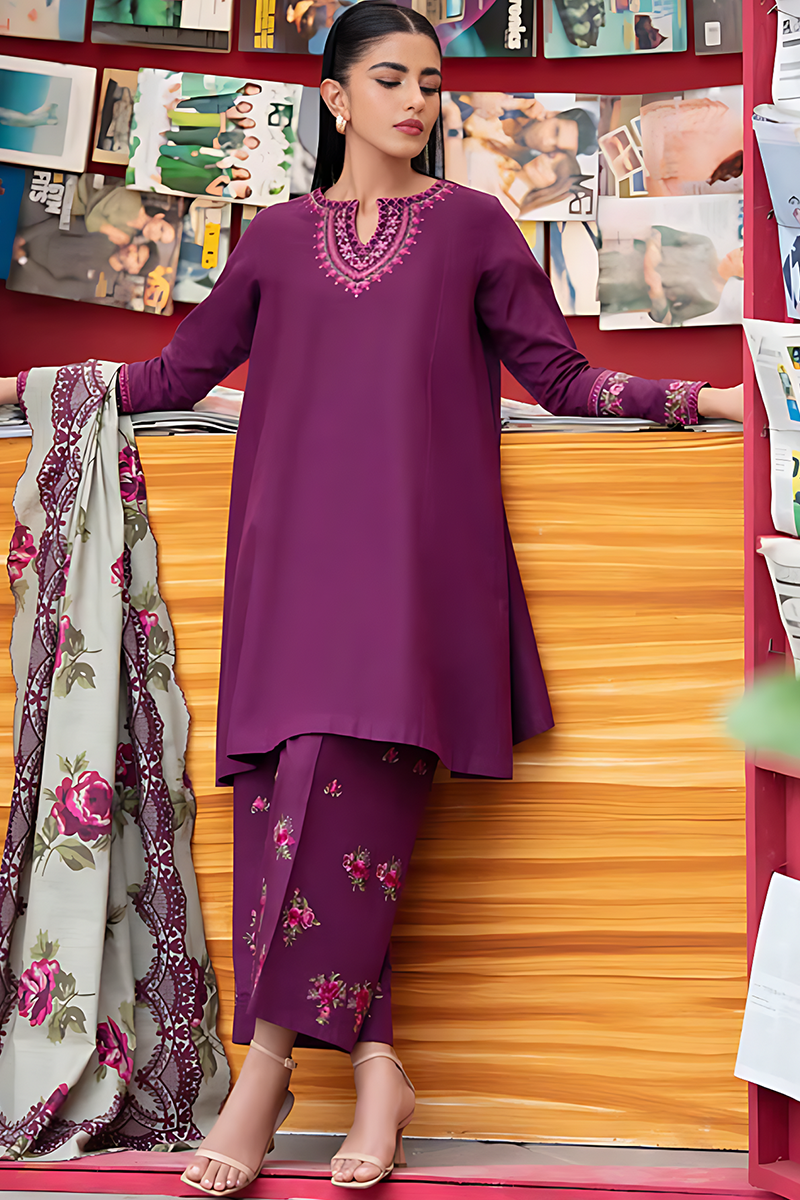 SAPPHIRE - 3PC EMBROIDERED SHIRT WITH PRINTED DUPATTA AND TROUSER - IB -67