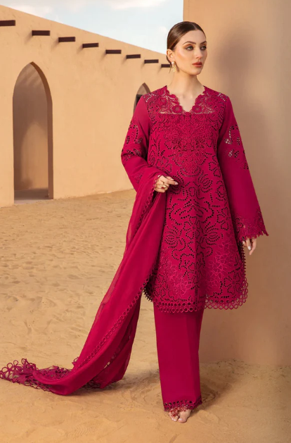 EMBROIDERED 3PC CUTWORK Winter DRESS WITH CUTWORK DUPATTA-IB-01-52