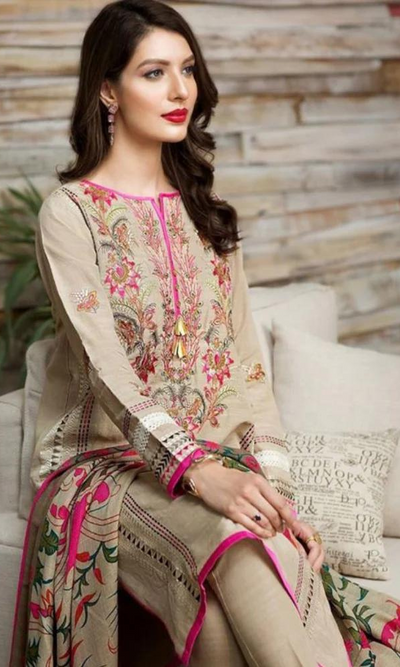 Khaadi - 3PC Khaddar Heavy Embroidered Shirt With Pashmani Shawl IB-0112