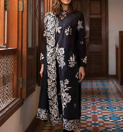 IB-421 Adnan Libaas collection in Dhanak 3 Pcs  with Front Full/ Neck  heavy embroidery with dhanak heavy shawal