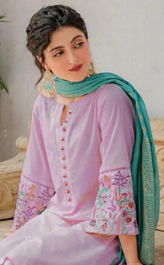 ASLING EMBROIDERED 3PC DRESS WITH PRINTED DUPATTA -180